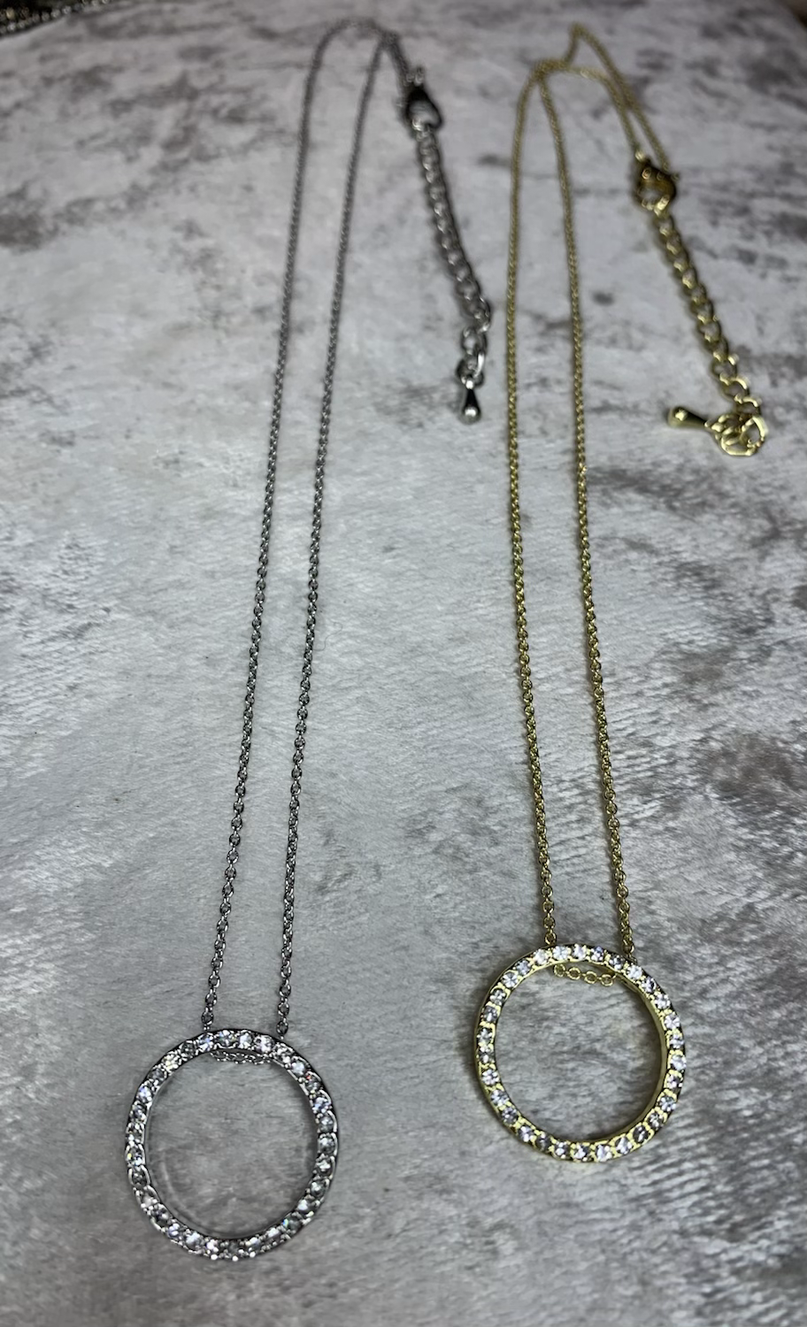 Short Necklace with Circle Sparkle Pendant image 2