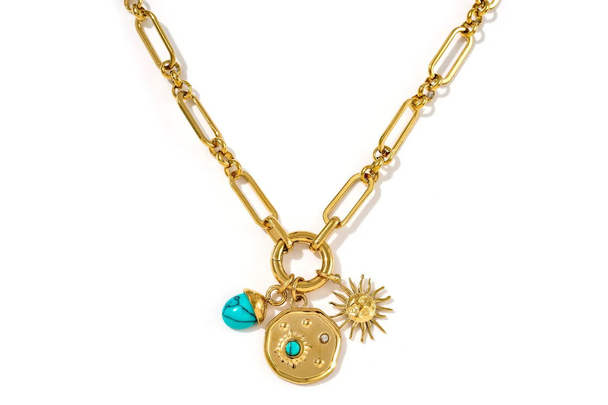 Luma Turquoise Howlite Gold Short Necklace image 0