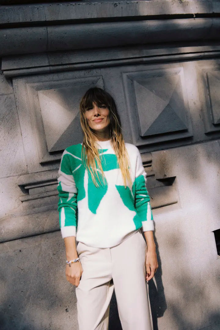 B Young Mea Flower Sweater in Green image 3