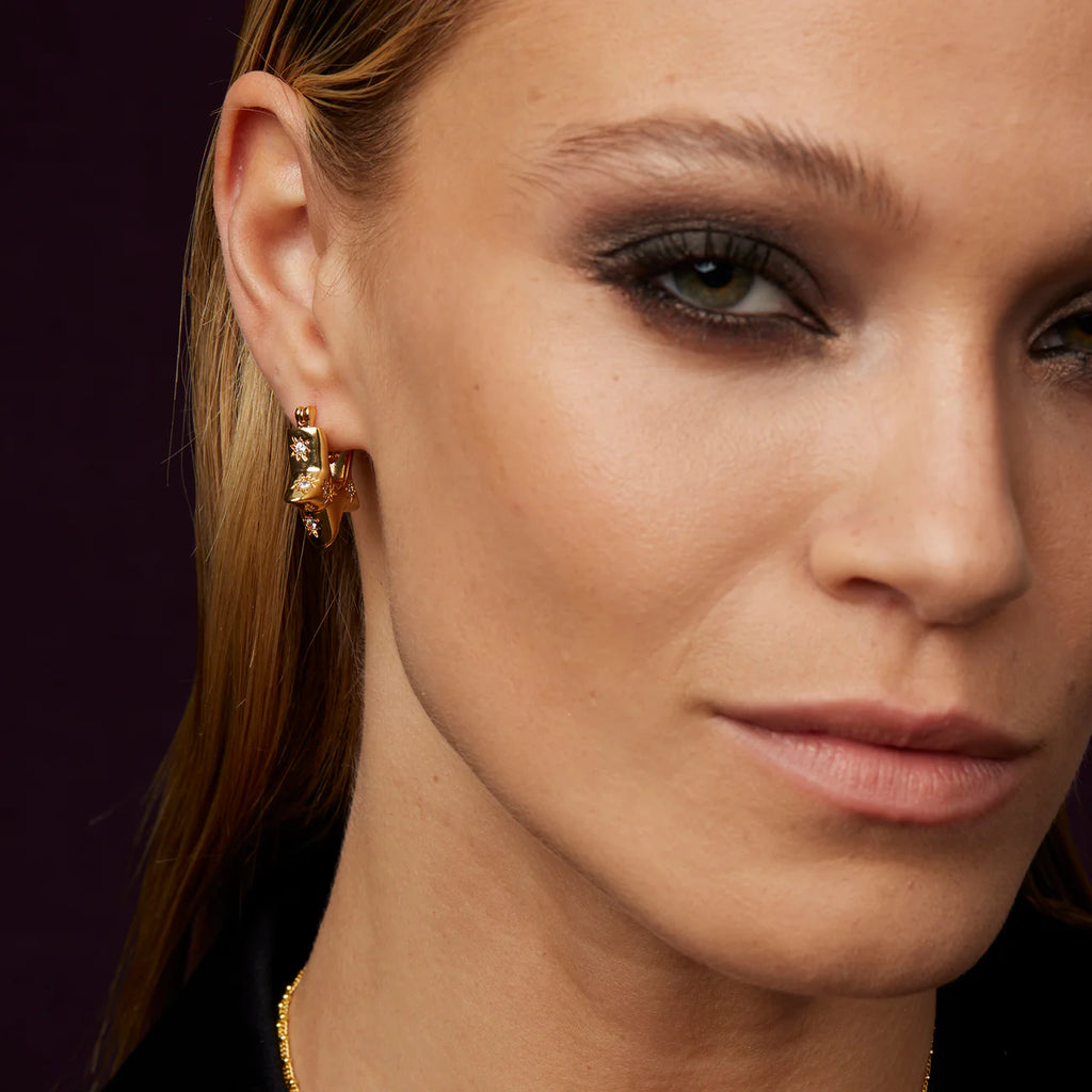 Sparkle Star & Hoop Gold Earrings  image 0