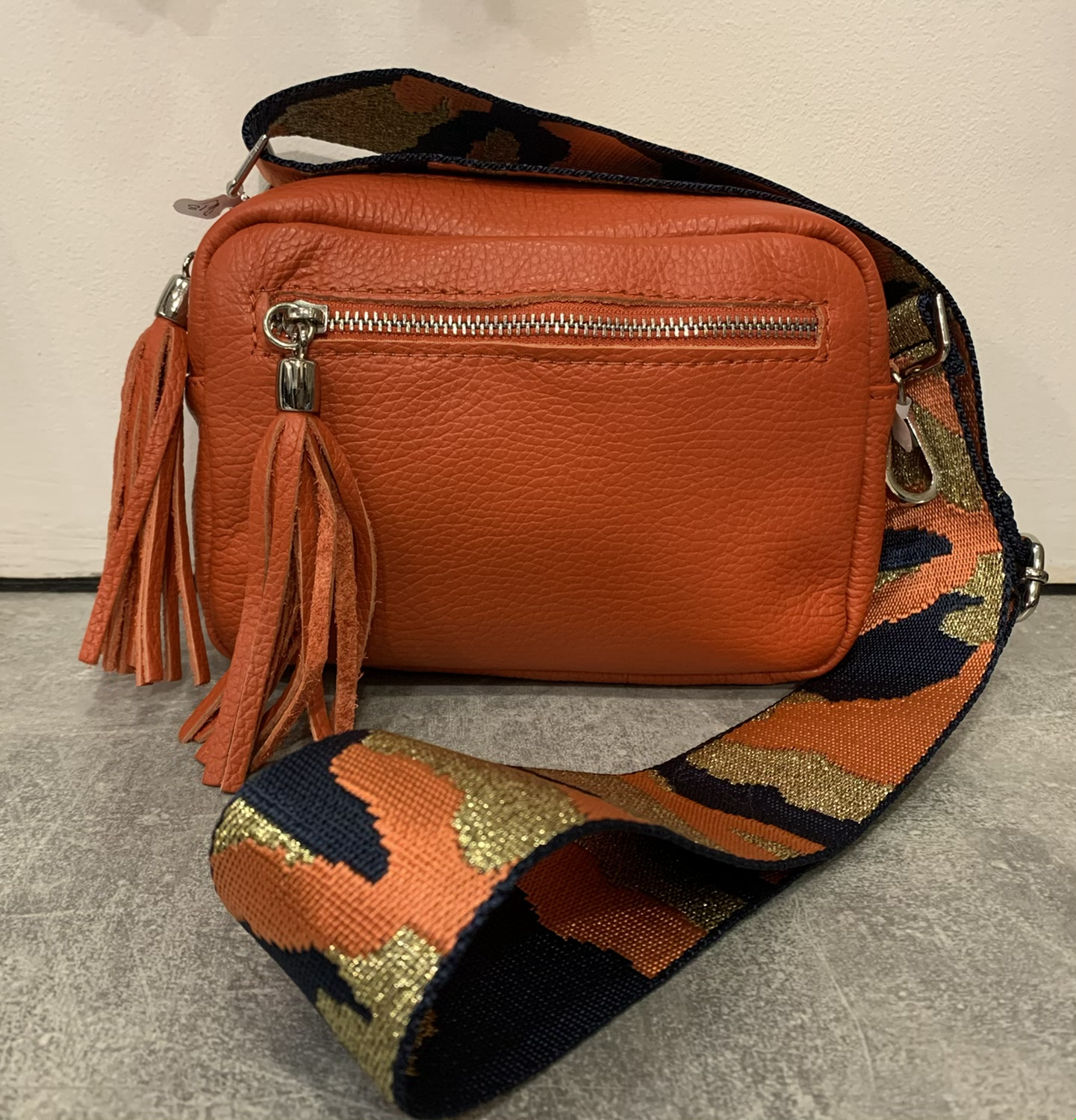 Small Leather Camera Bag with Two Tassels image 4