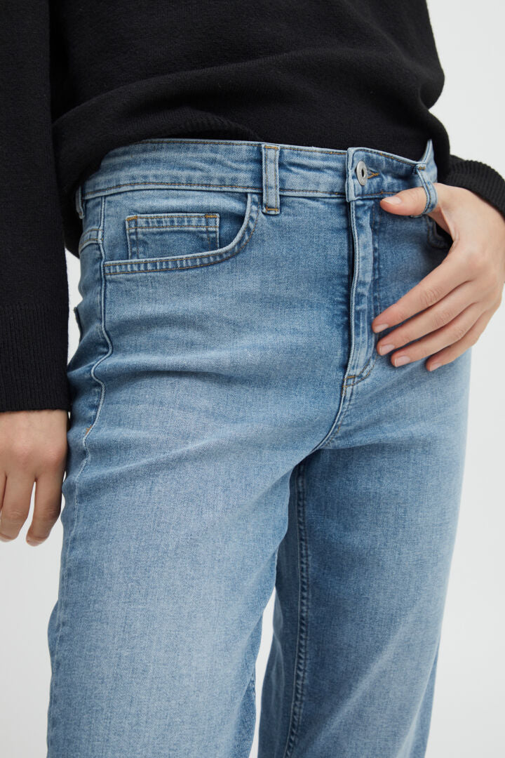 Ichi Comfy Mid Waist Straight Fit Denim Jeans image 2