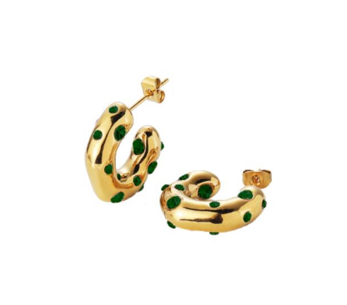 Jewel Encrusted Gold Hoop Earrings image 2