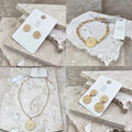Temple Matt Gold Disc Earrings Necklace Bracelet  image 0