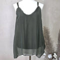 Parisa Silk Strappy Cami with Frayed Detail  image 0