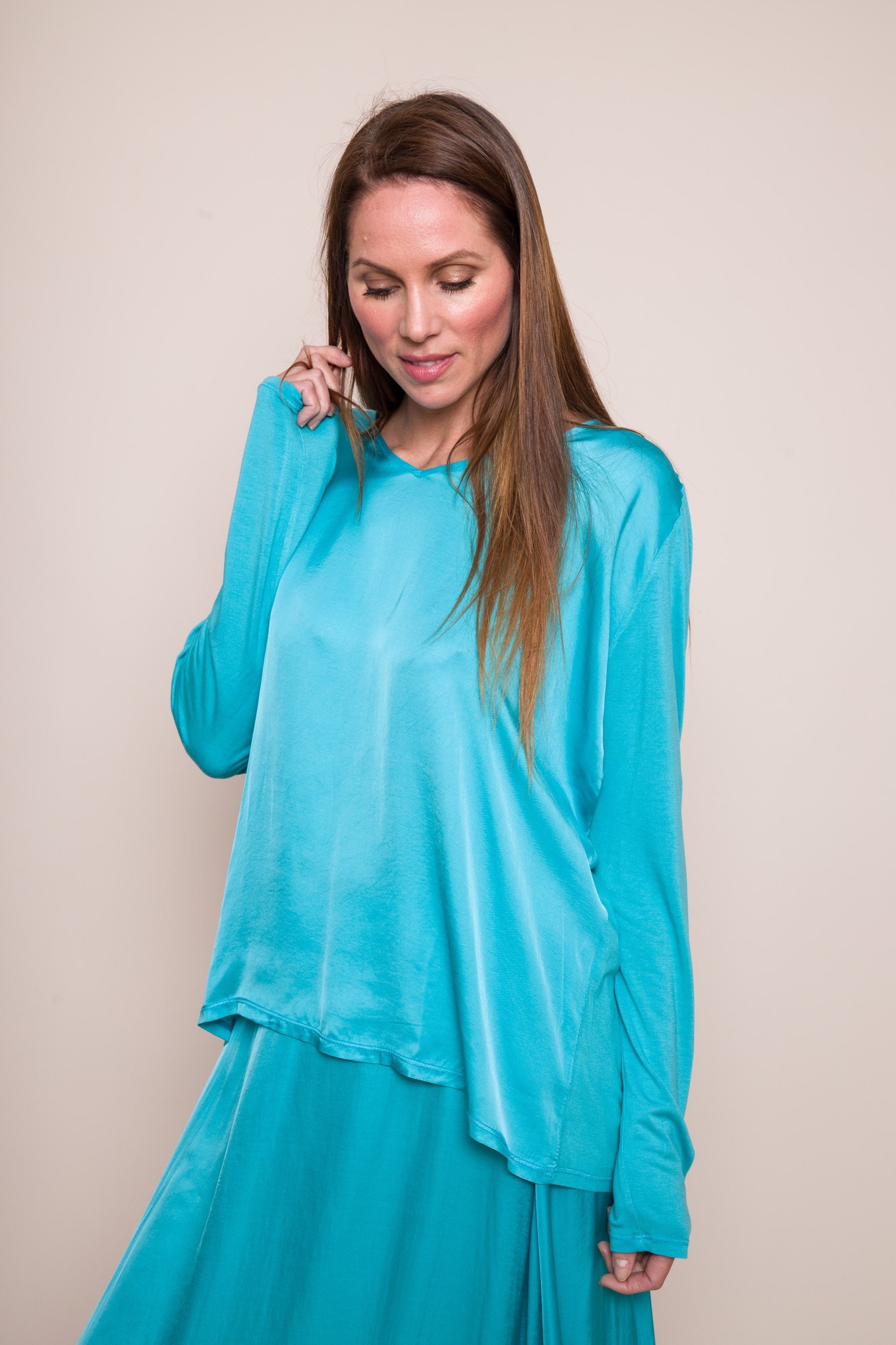 Wendi Satin Front Jersey Back Top image 5