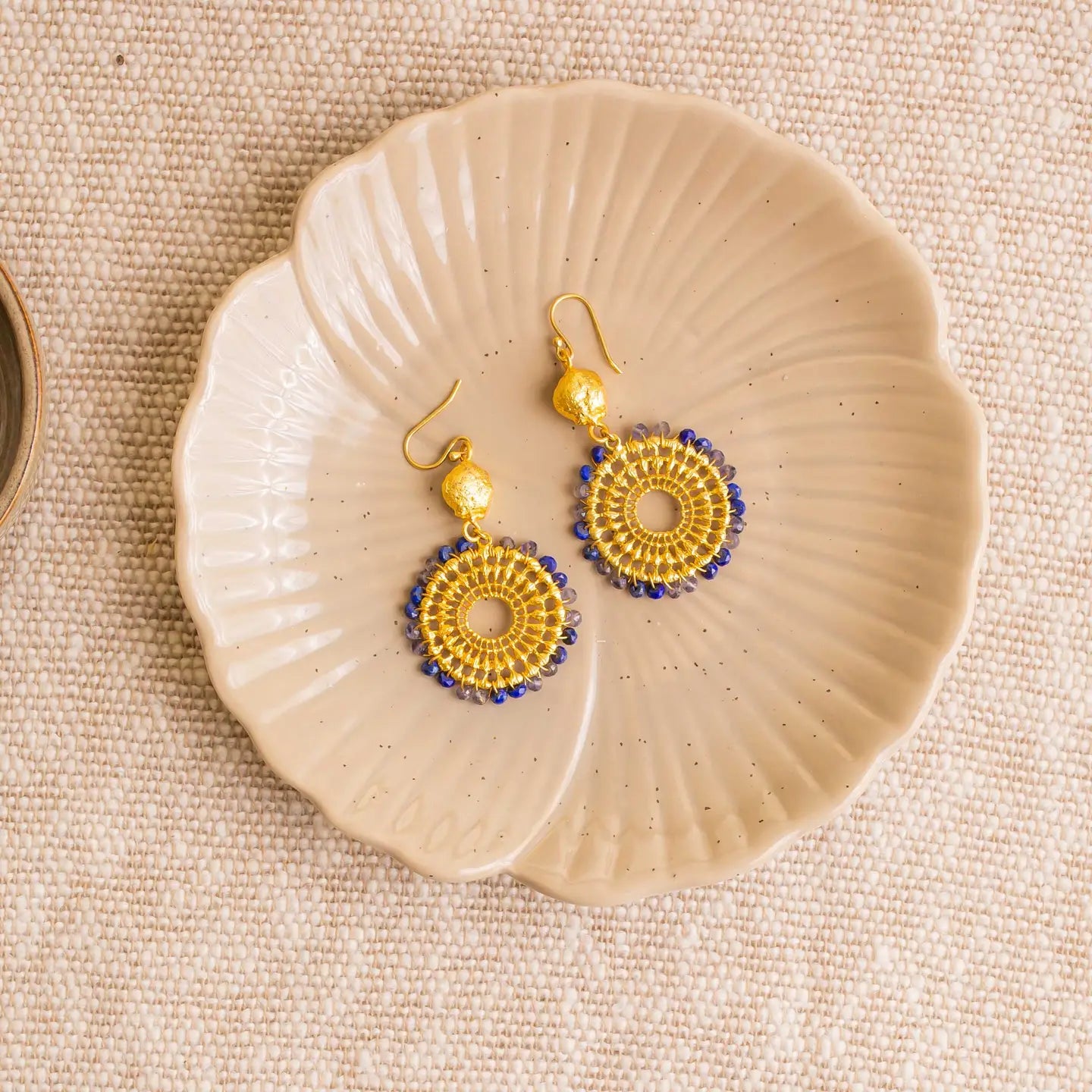 Cairo Statement Navy Trim Earrings image 1