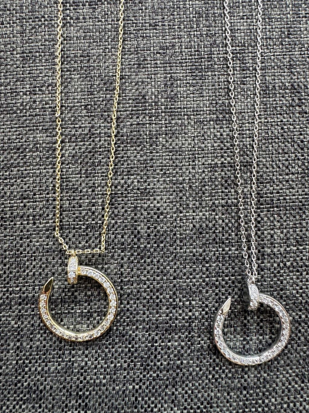 Diamanté Nail Short Pendant Necklace  image 0
