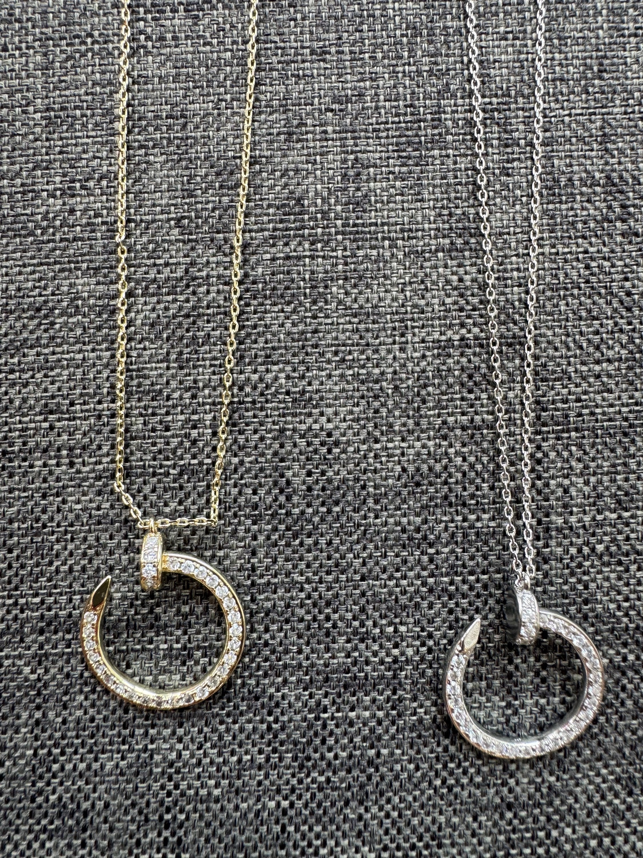Diamanté Nail Short Pendant Necklace  image 0