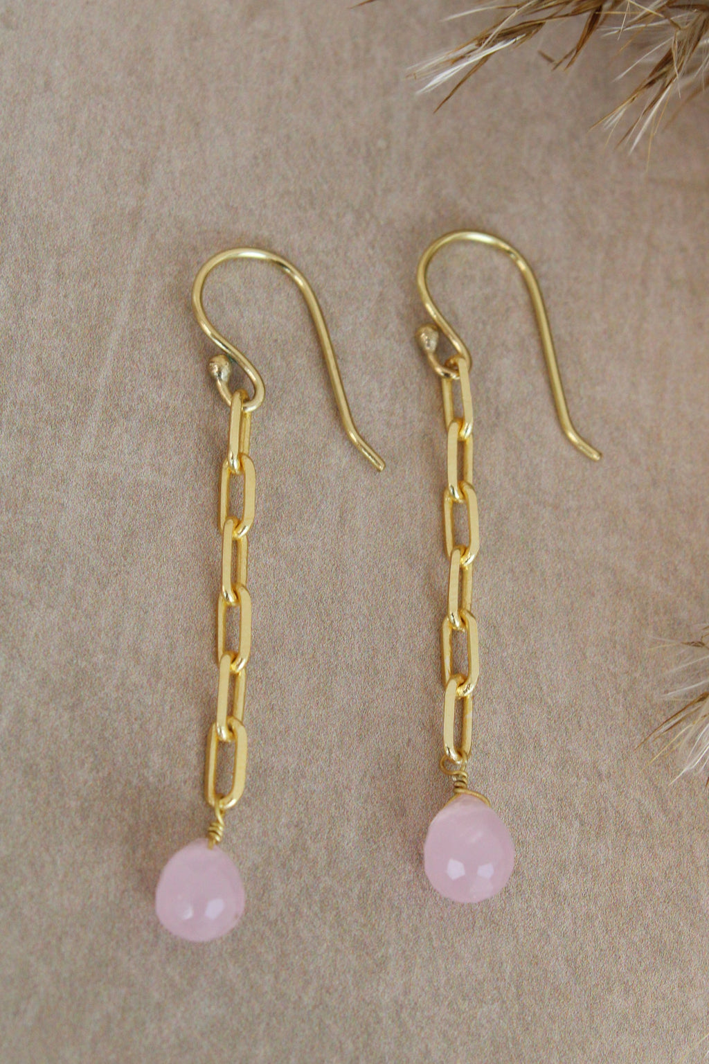 Link Chain Chalcedony Drop Earrings image 1