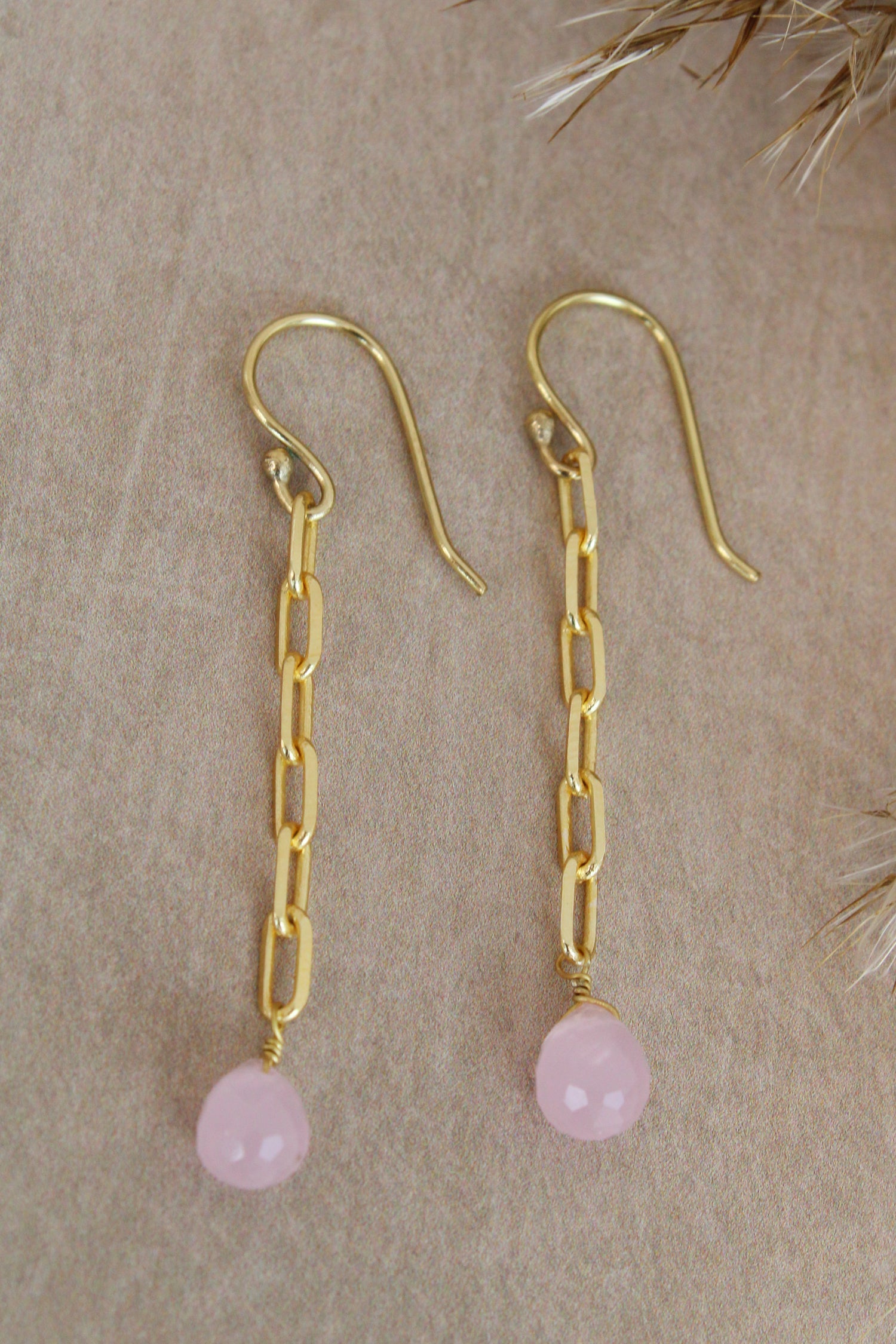 Link Chain Chalcedony Drop Earrings image 1