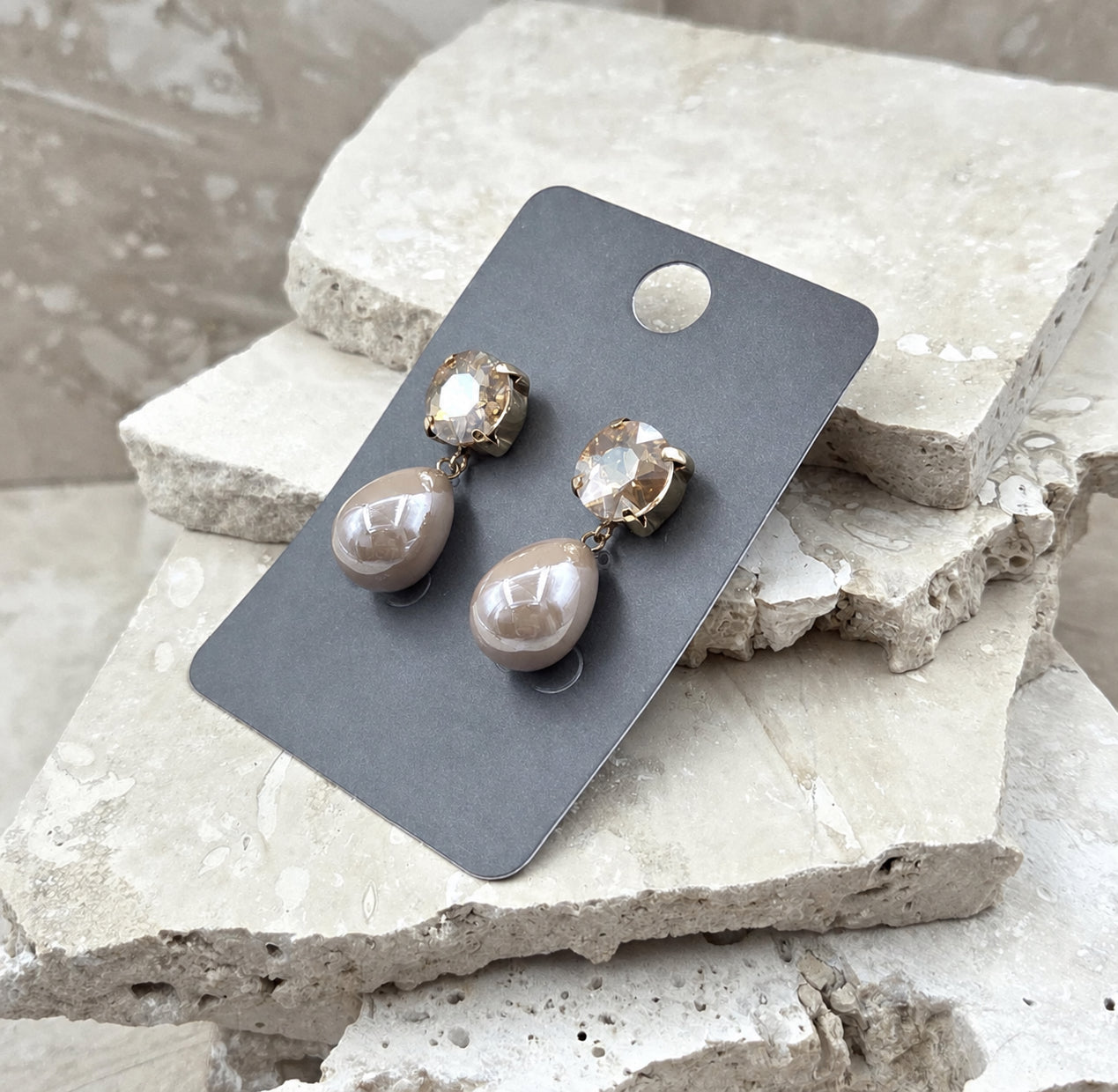Pearl Drop Earrings with Crystal Post  image 1