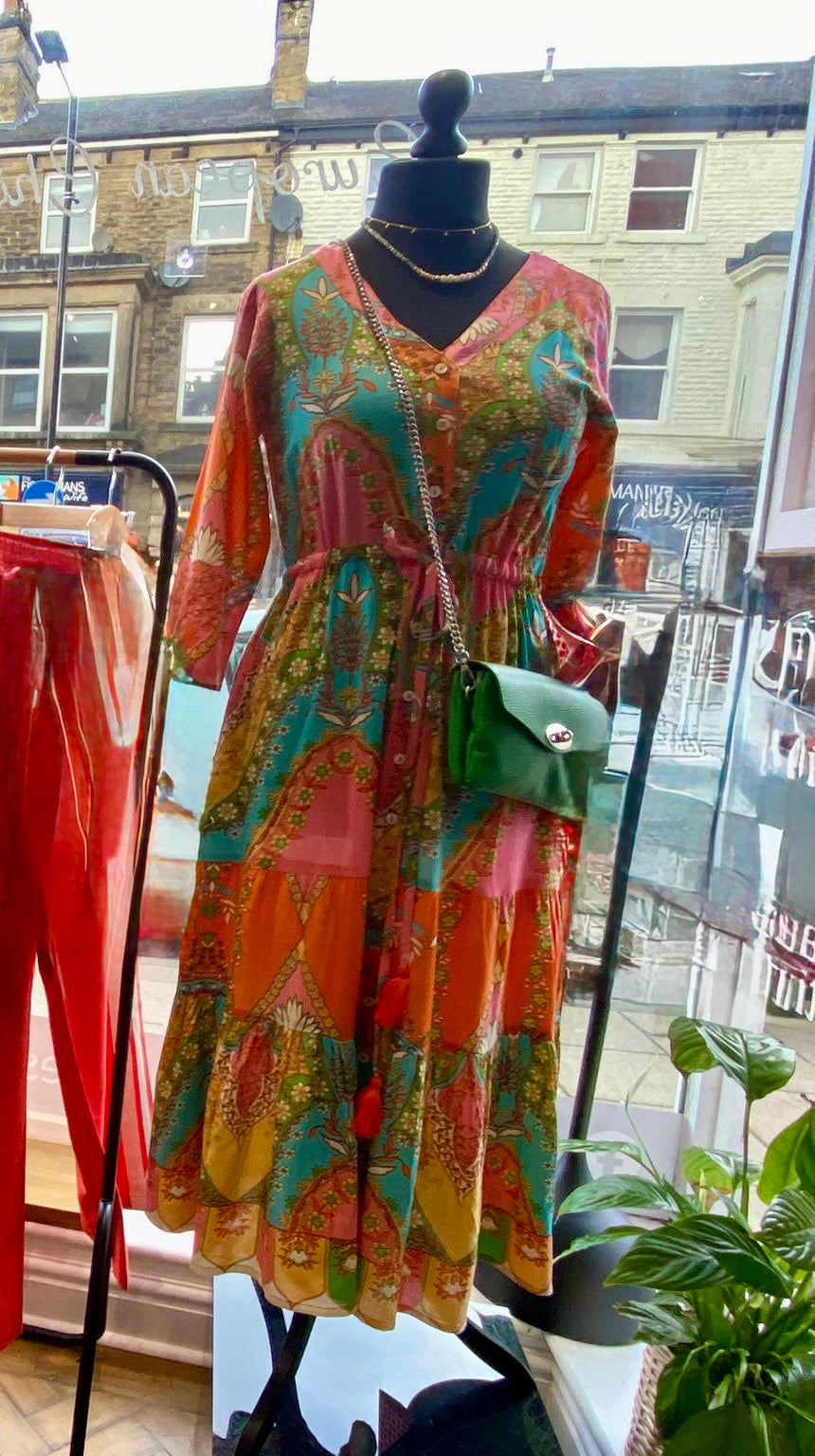 Sadie Coral Turquoise Midi Dress image 3