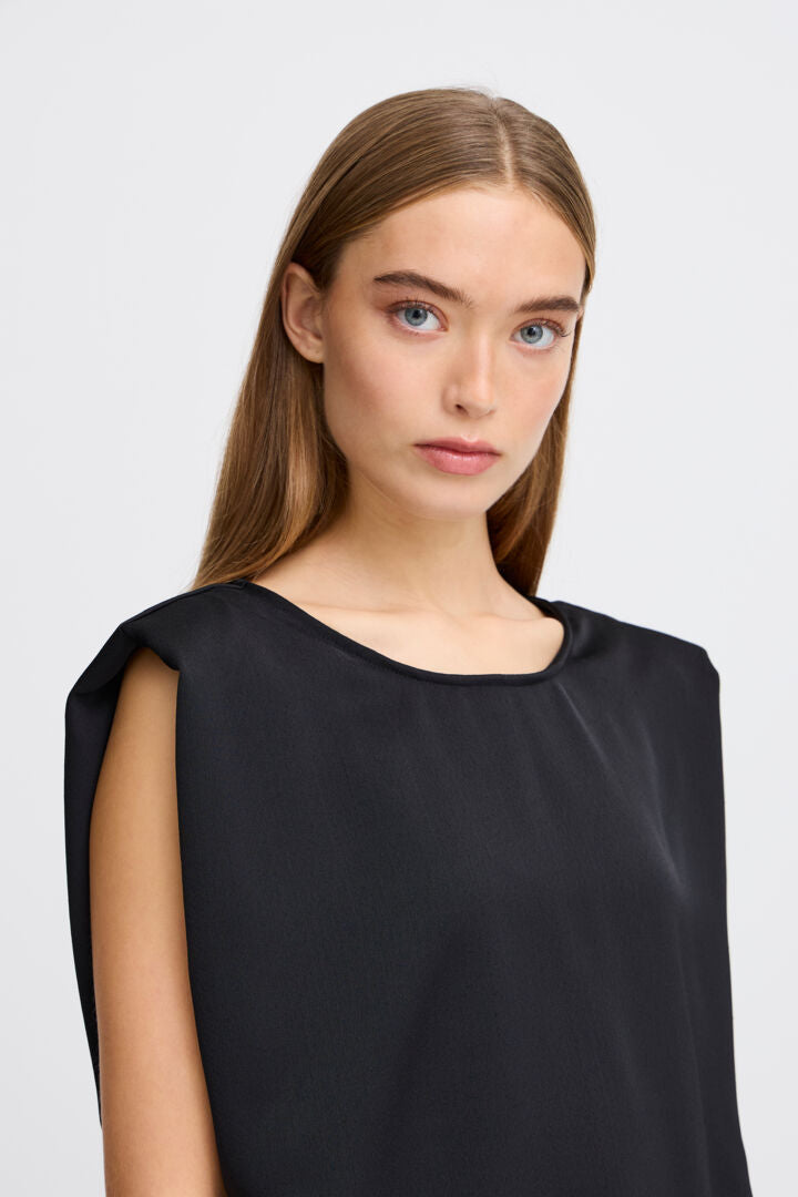 Ichi Ricco Black Sleeveless Satin Top image 4