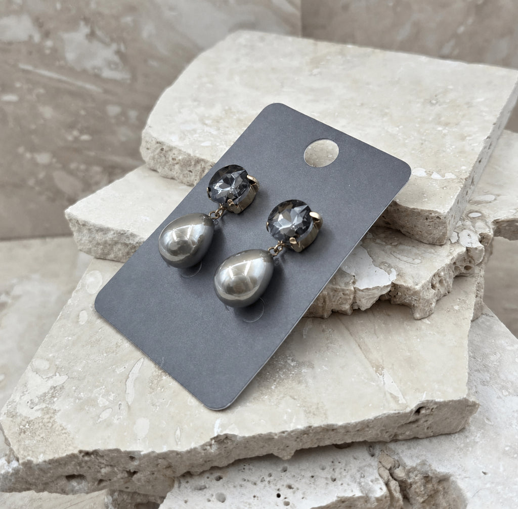 Pearl Drop Earrings with Crystal Post  image 0