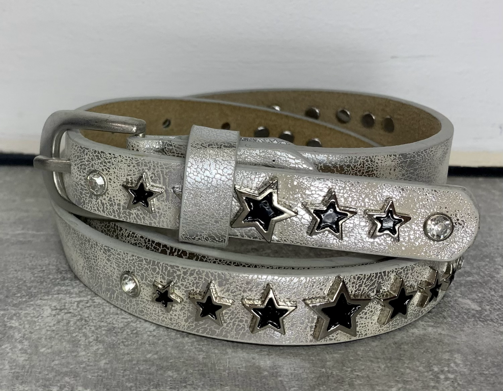 Slim Leather Star Stud Belt image 2