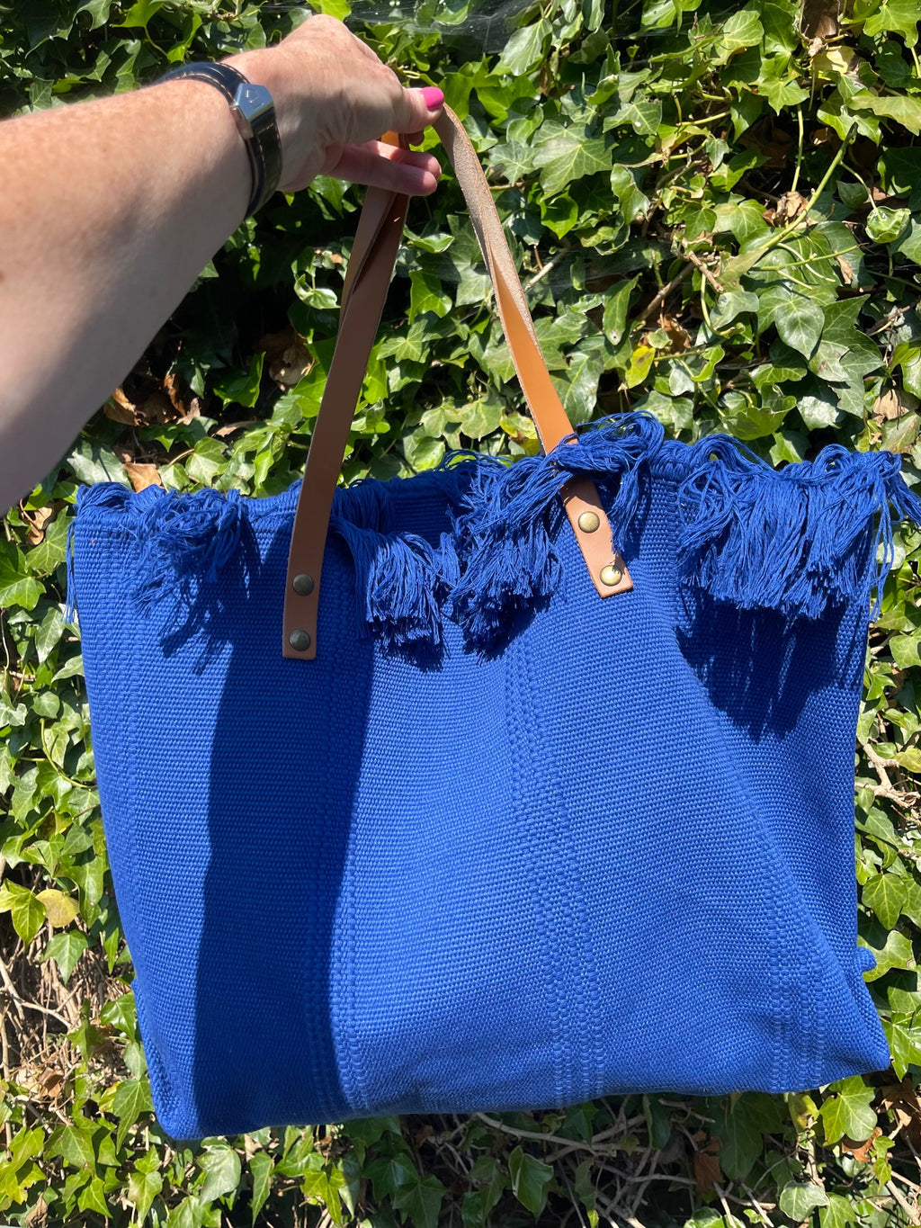 Amalfi Frayed Edge Cotton Beach Bag image 3