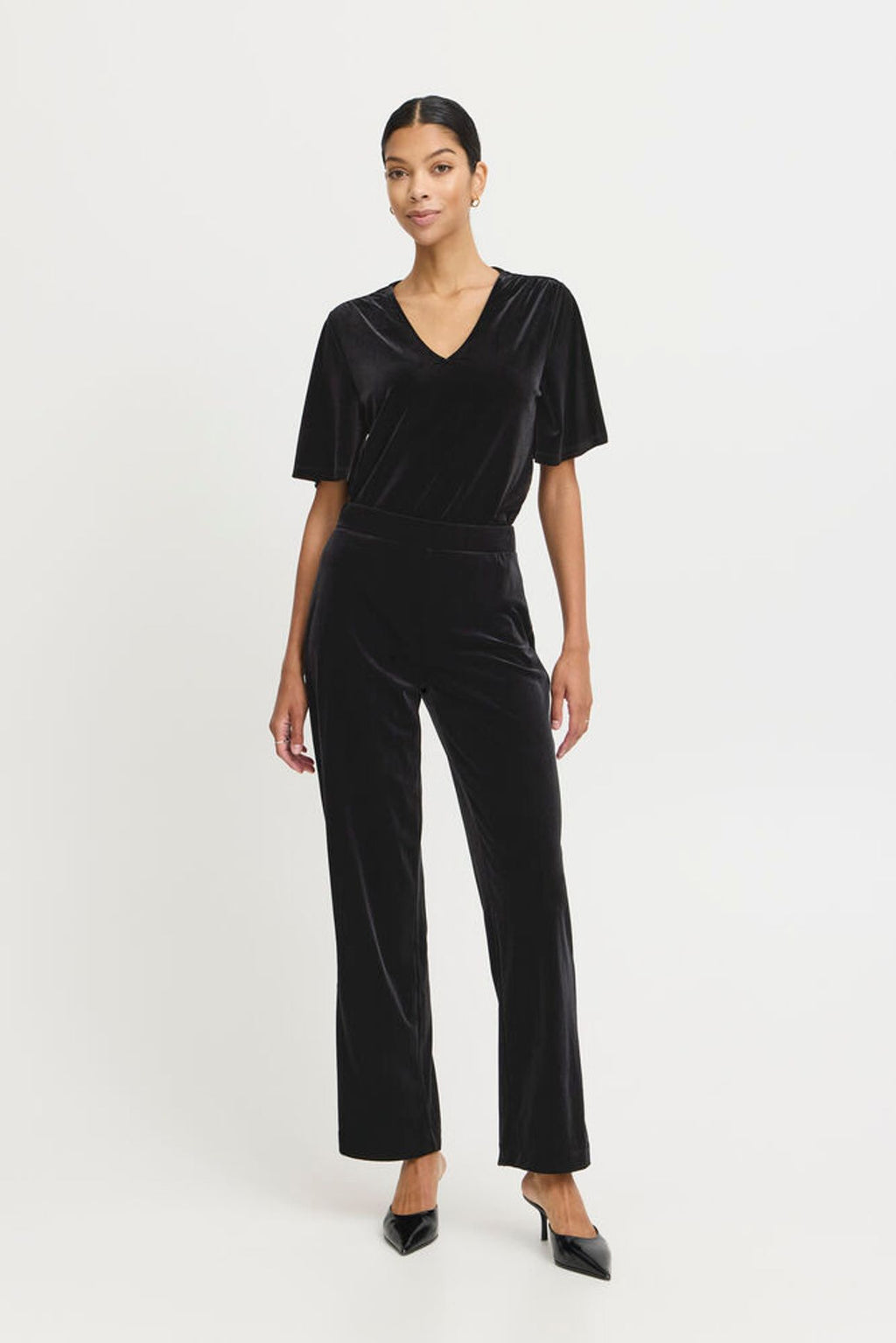 B Young Perlina Black Velvet Trousers  image 0