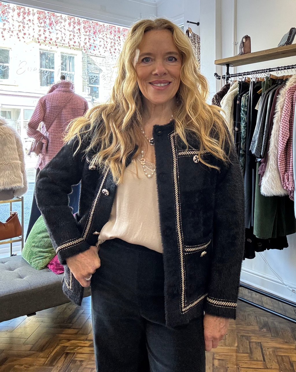 Mimi Knitted Embellished Black Jacket image 2