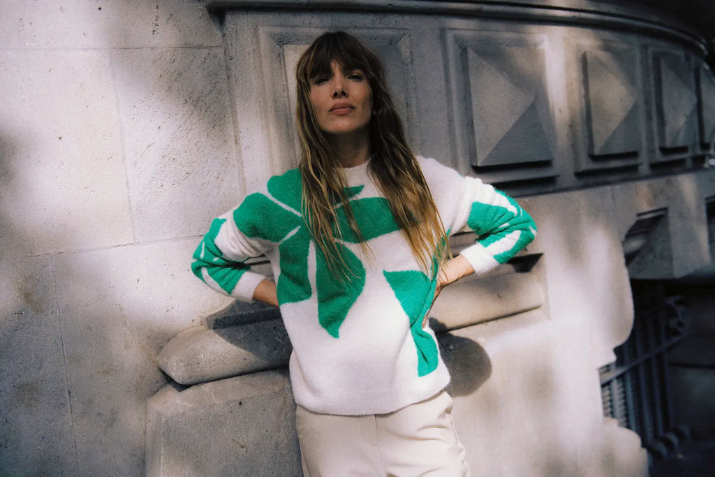 B Young Mea Flower Sweater in Green image 4