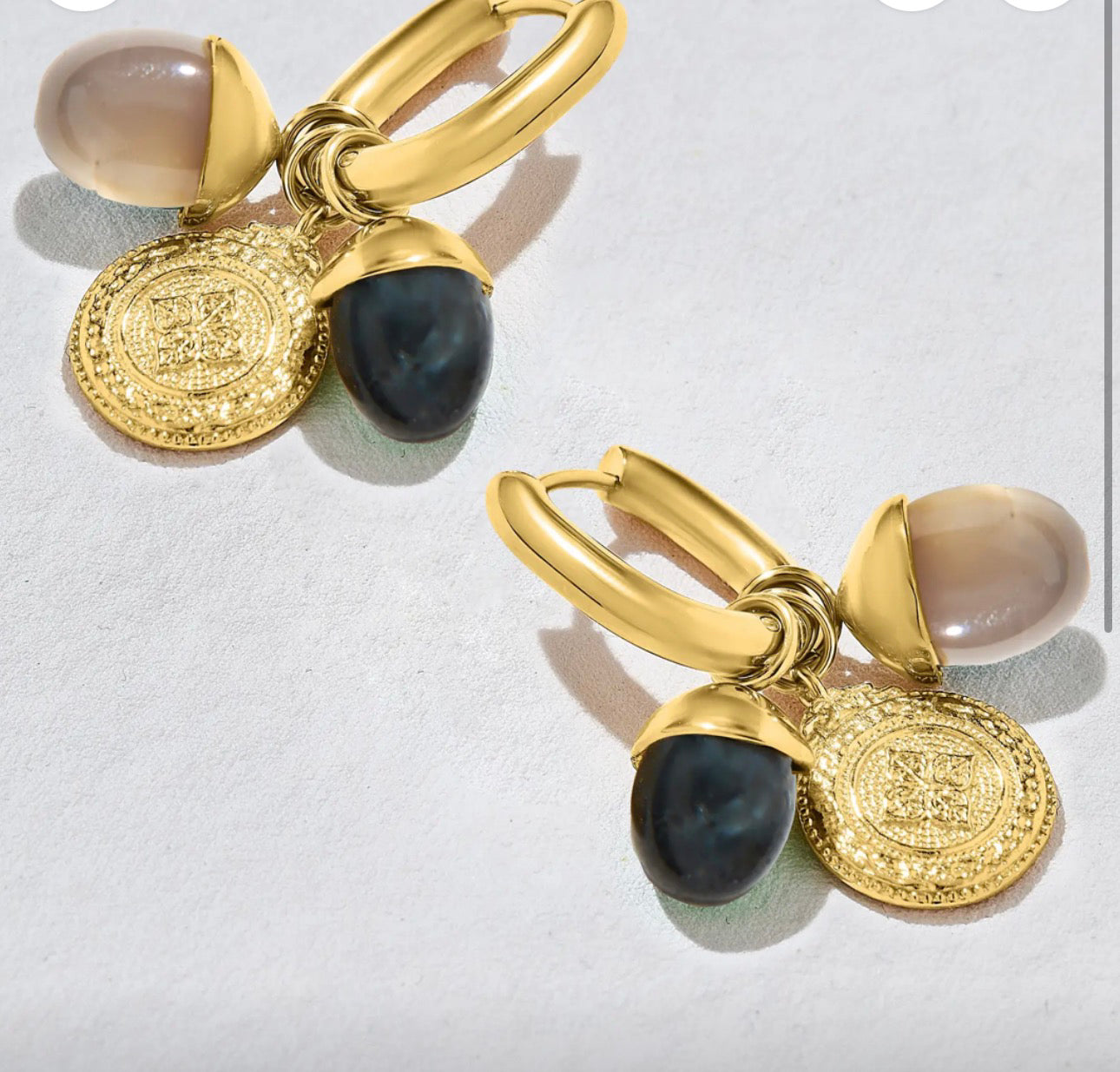 Oasis Gemstone Charm Hoop Earrings image 5