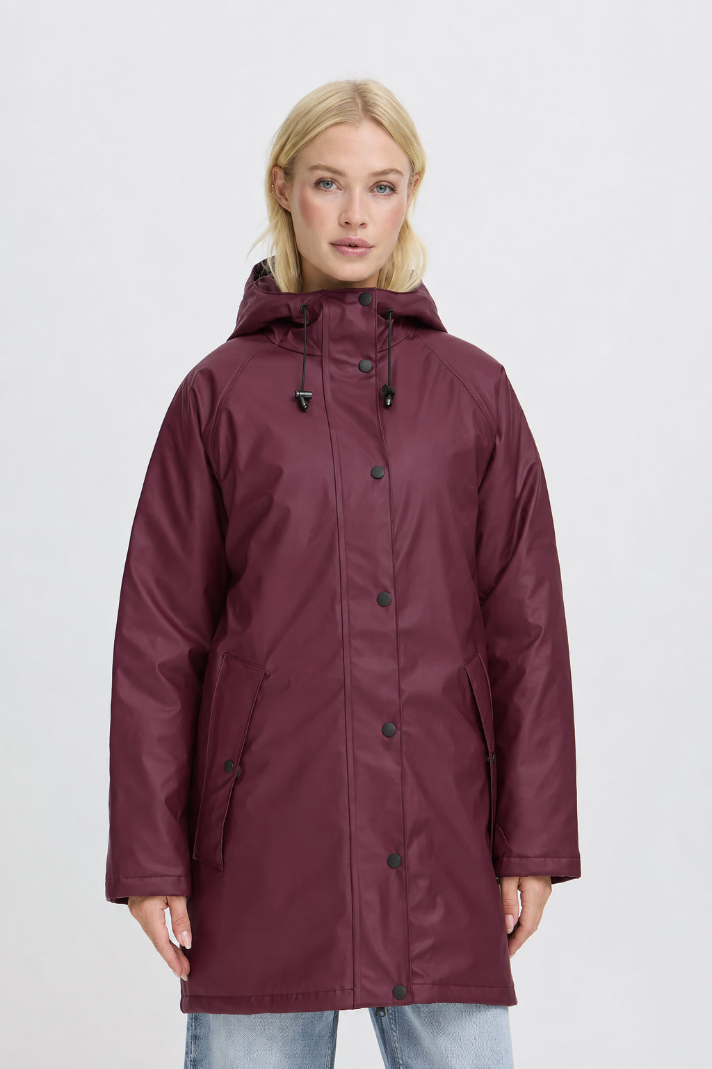 B Young Yavan Hooded Raincoat in Fig image 1