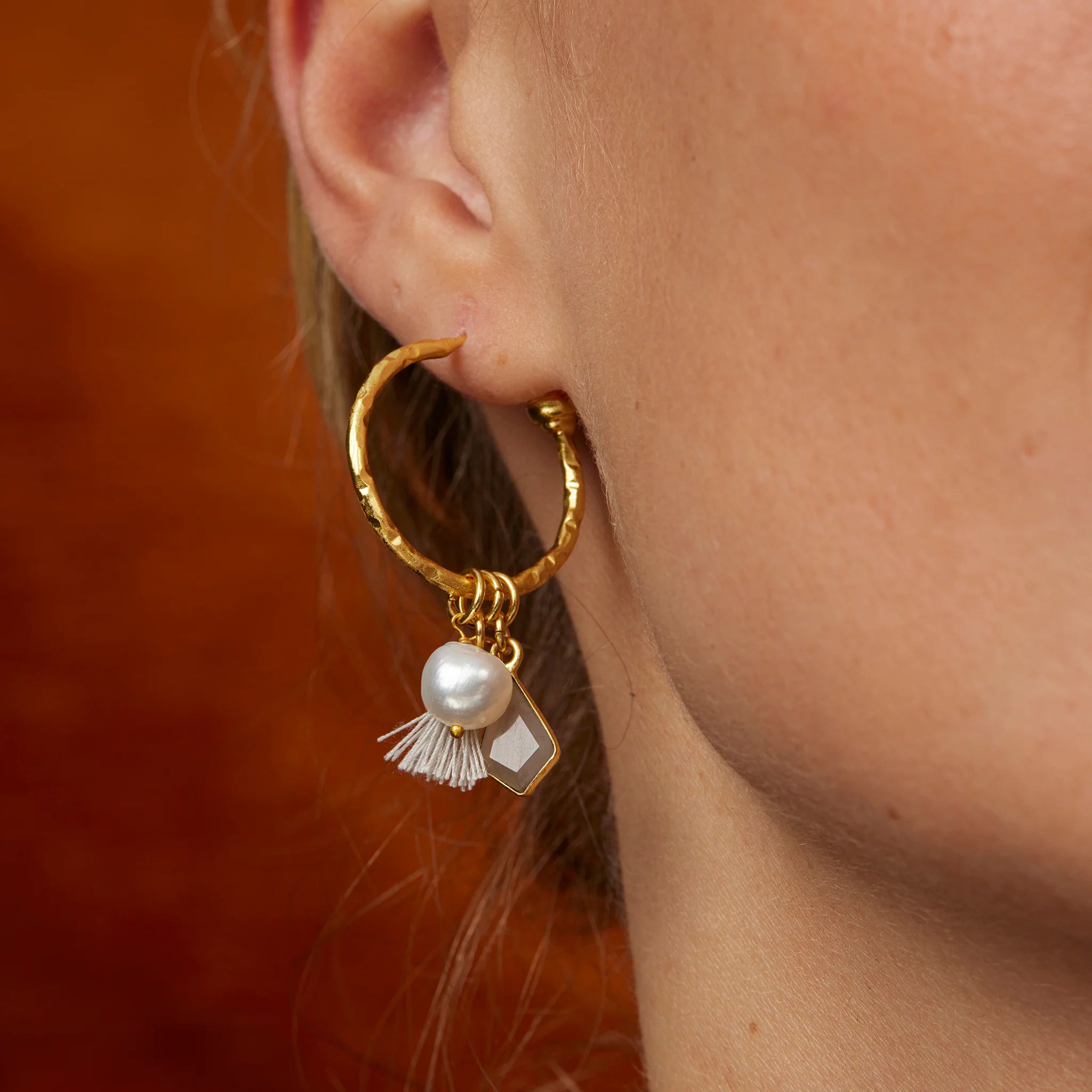 Nicky White Small Charm Hoops image 0