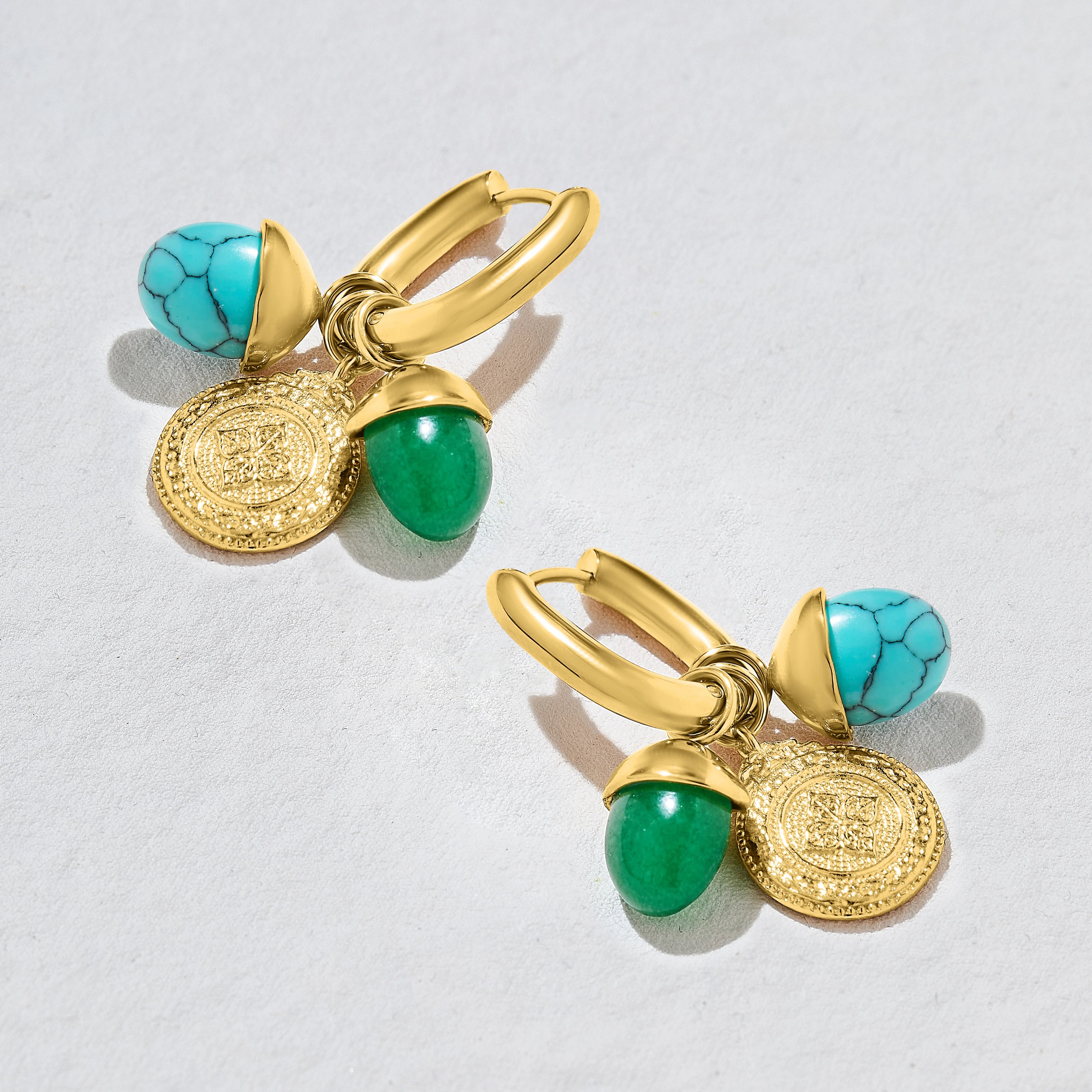 Oasis Gemstone Charm Hoop Earrings image 1