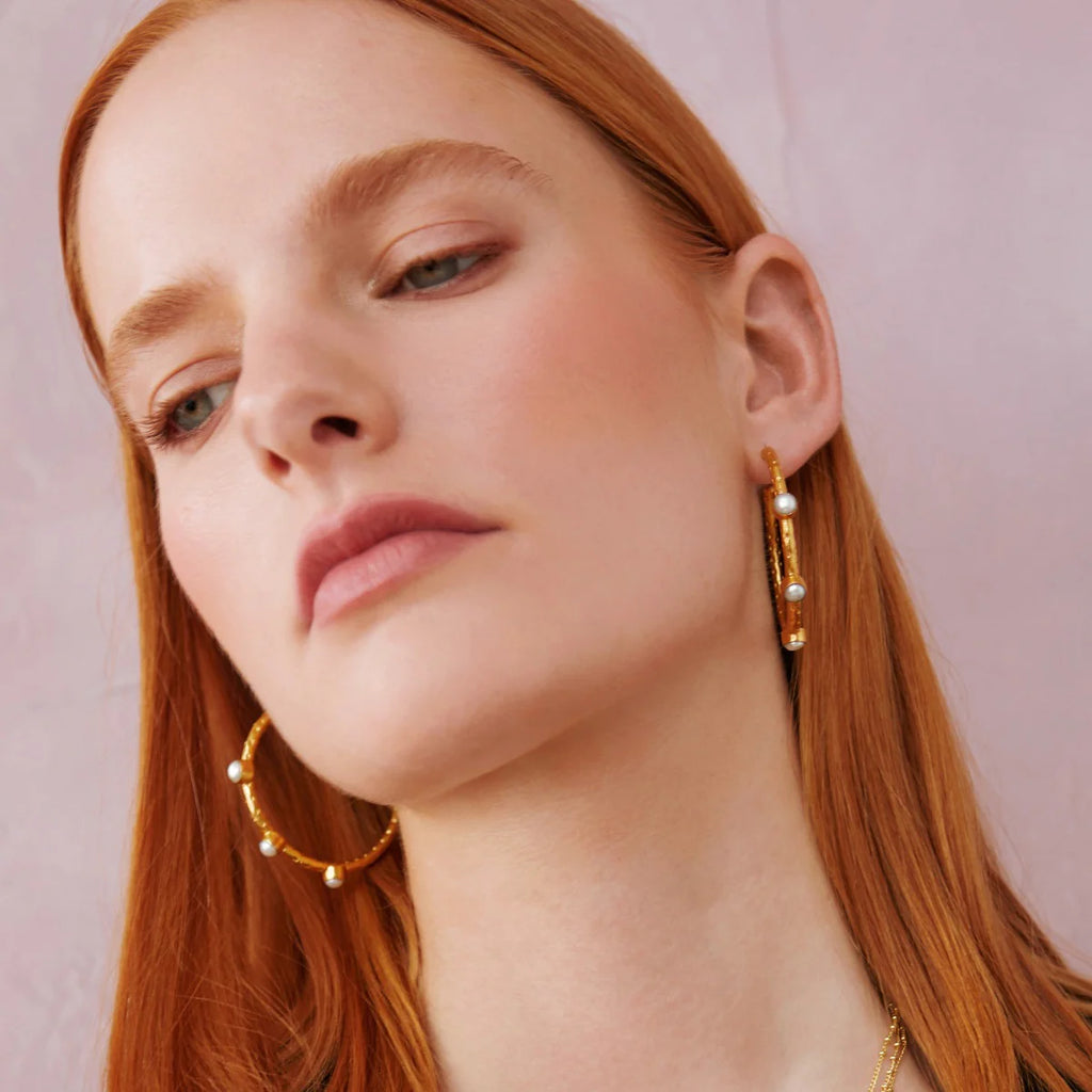 Freshwater Pearl Large Hoop Earrings image 1
