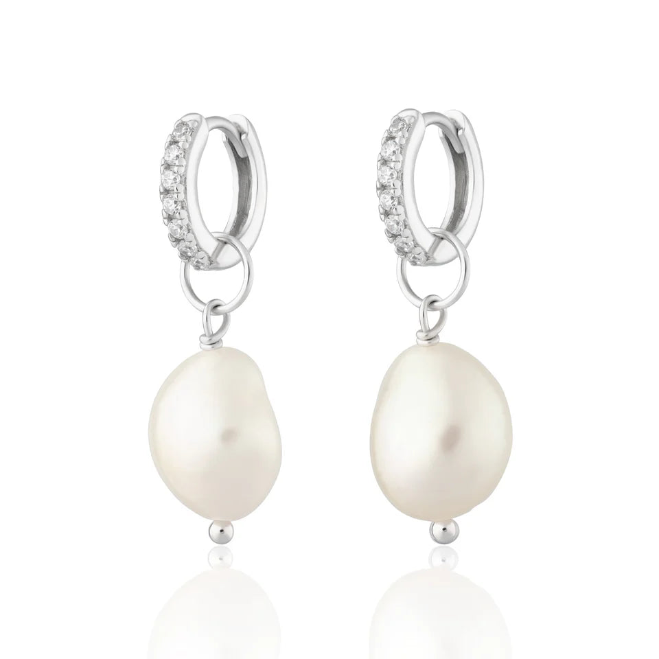 Sparkle Huggie Baroque Pearl Earrings  image 0