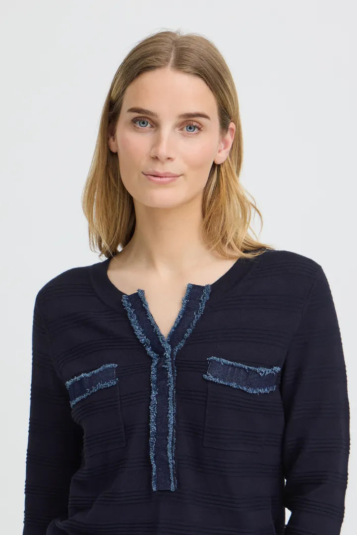 Pulz Sara Denim Trim Knit Sweater  image 5