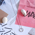Short Necklace with Circle Sparkle Pendant image 0