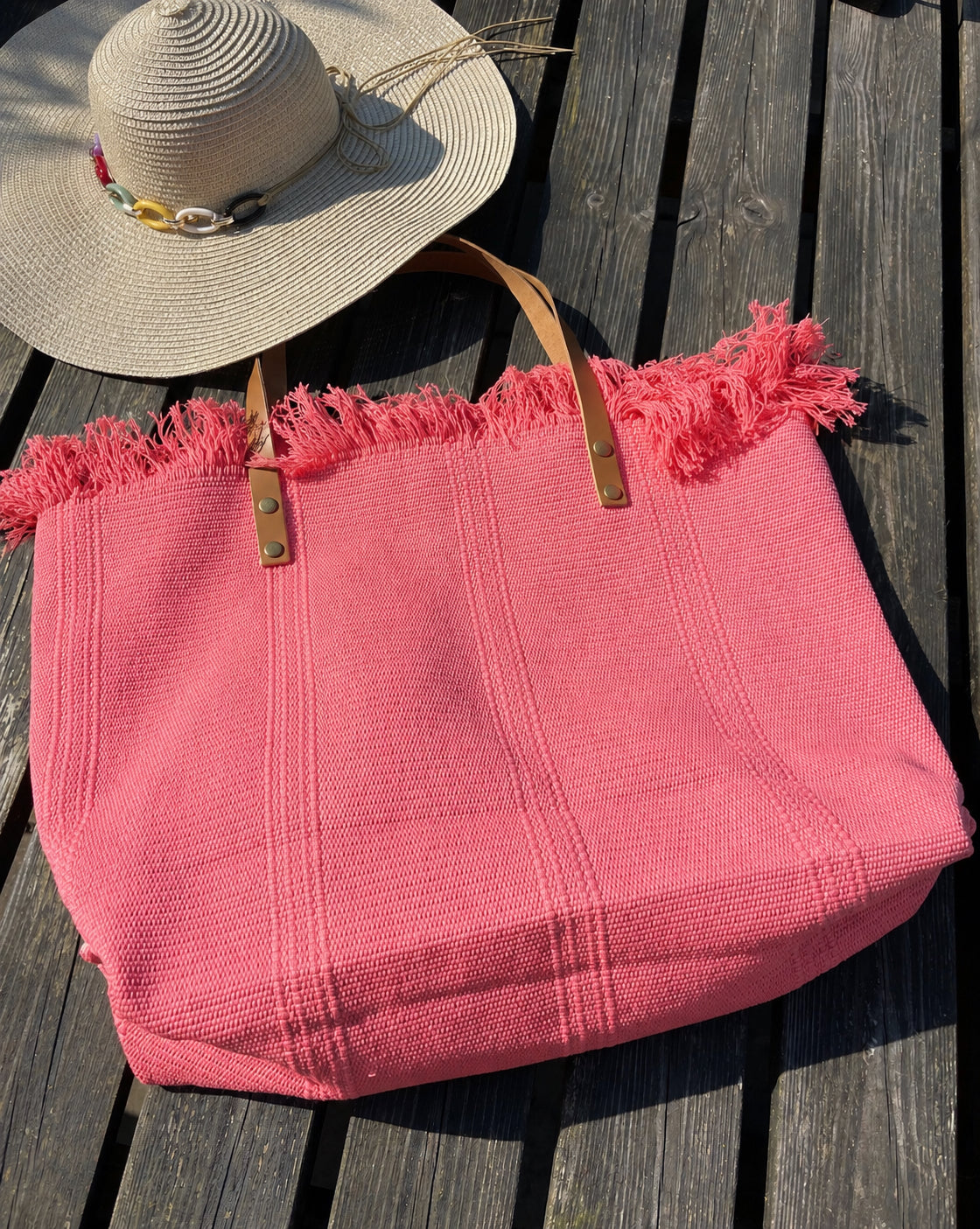Amalfi Frayed Edge Cotton Beach Bag image 0
