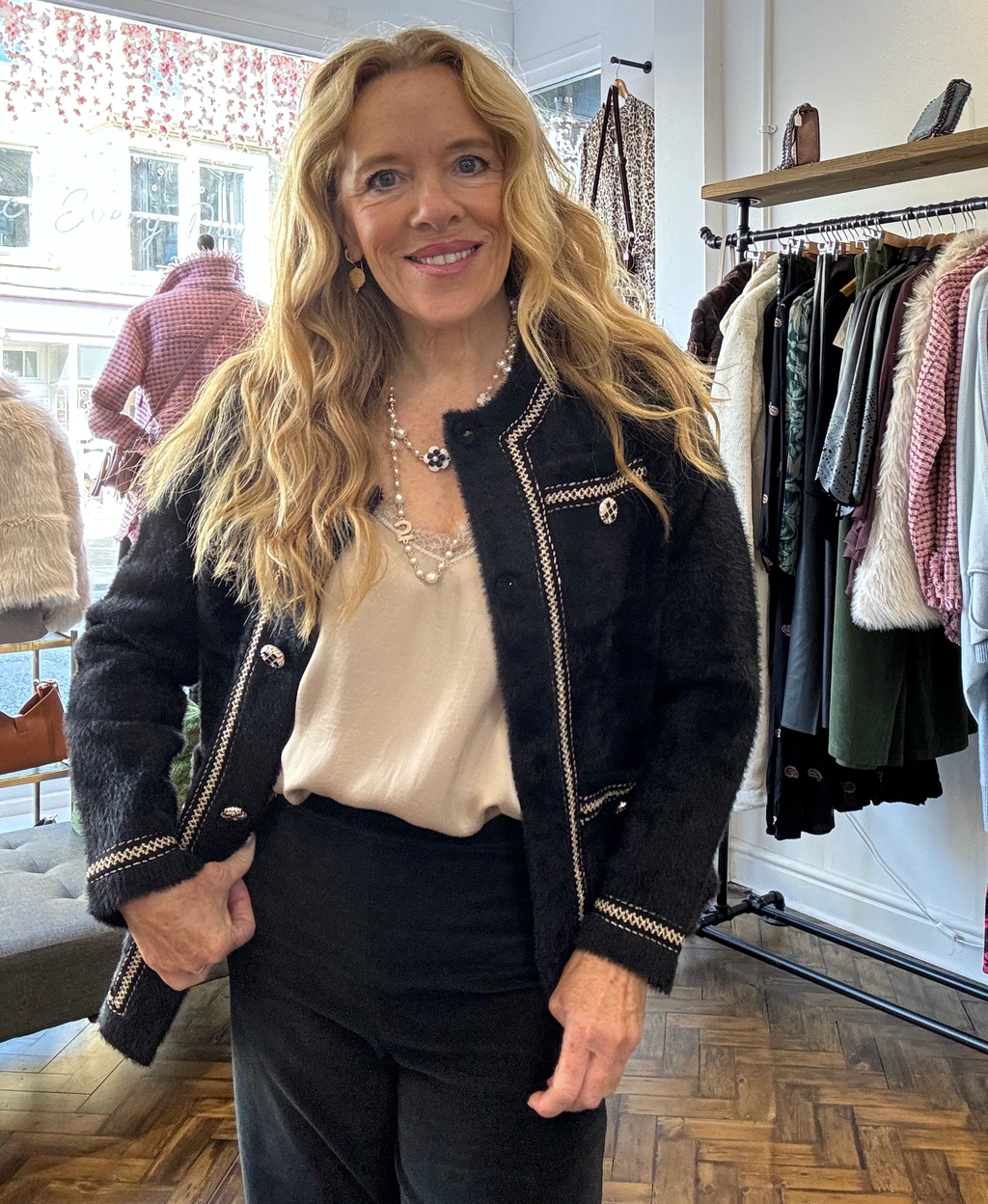 Mimi Knitted Embellished Black Jacket image 0
