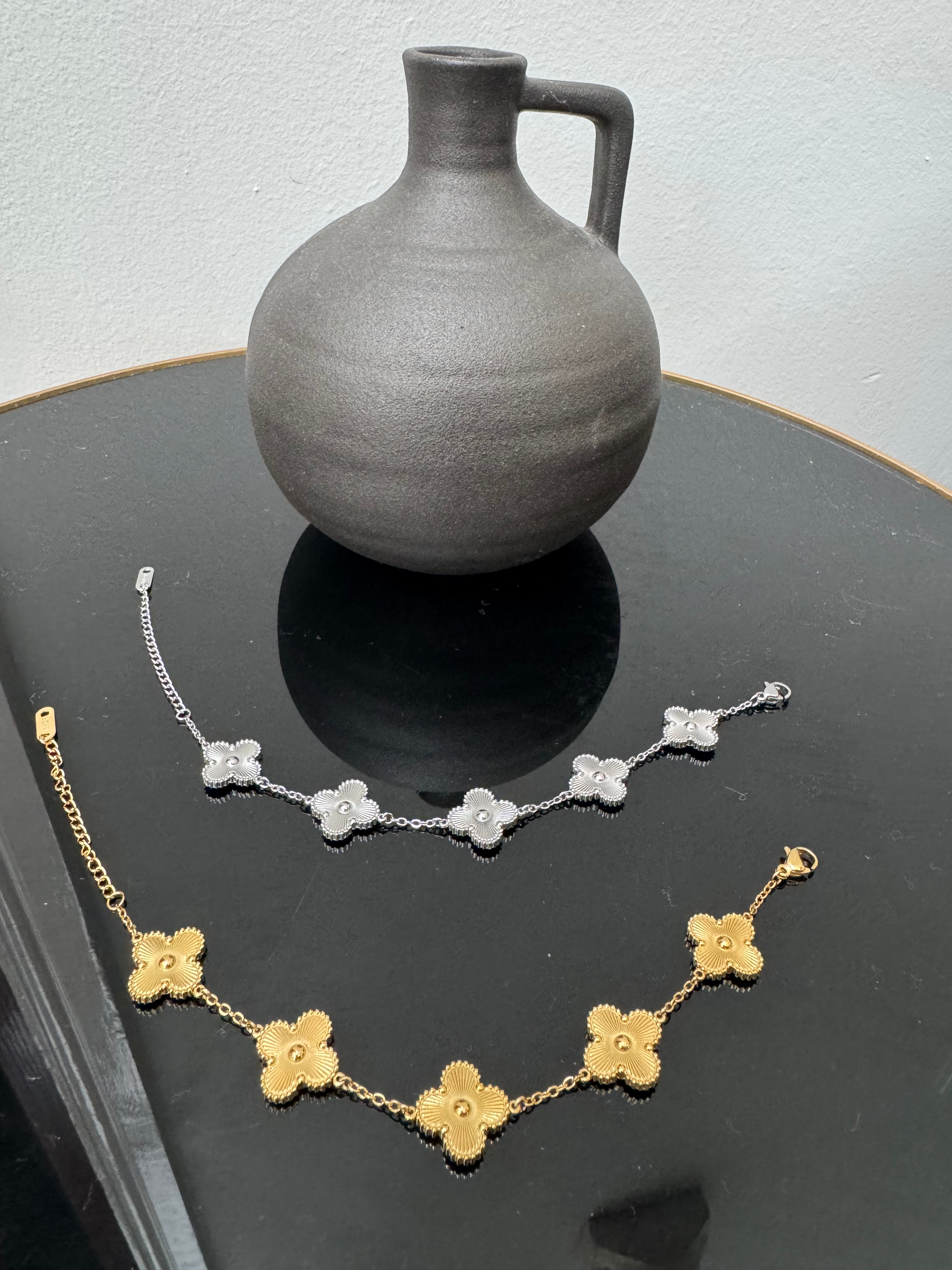 Gold Silver Clover Bracelet image 0