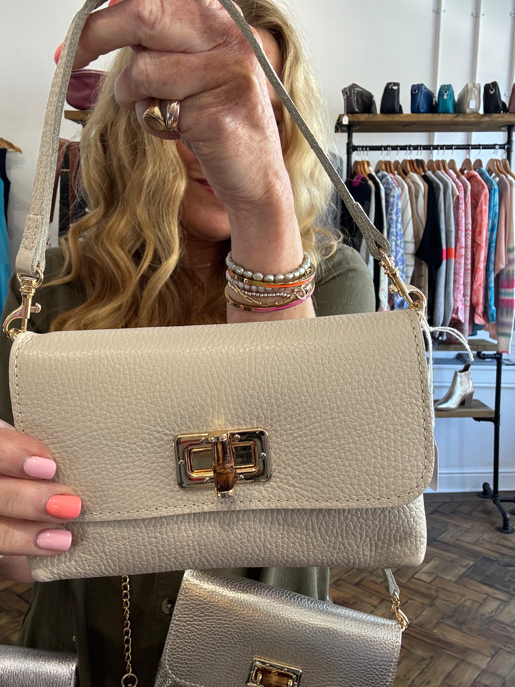 Rimini Bamboo Clasp Small Leather Bag