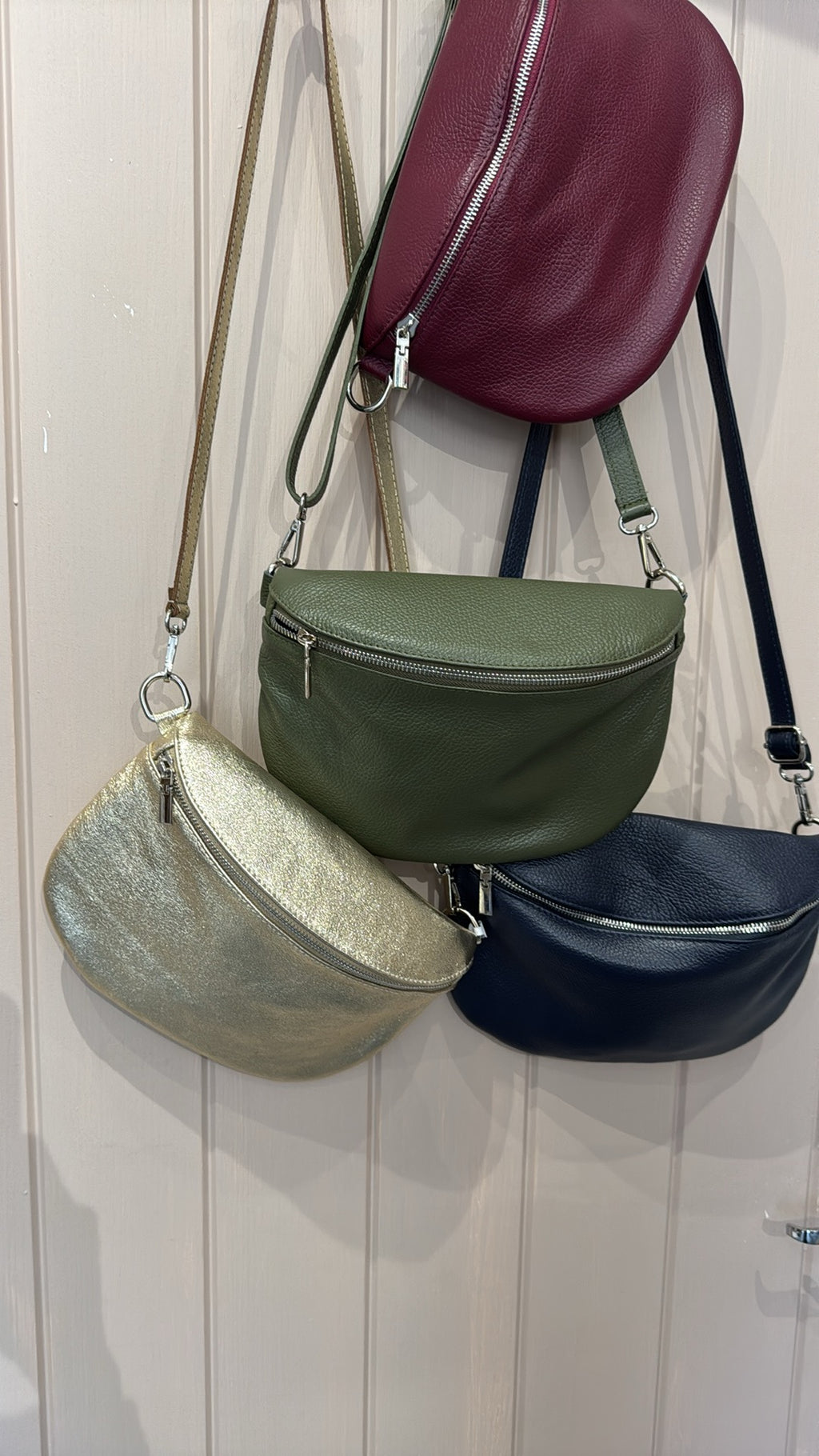 Maxi Half Moon Leather Crossbody Bag