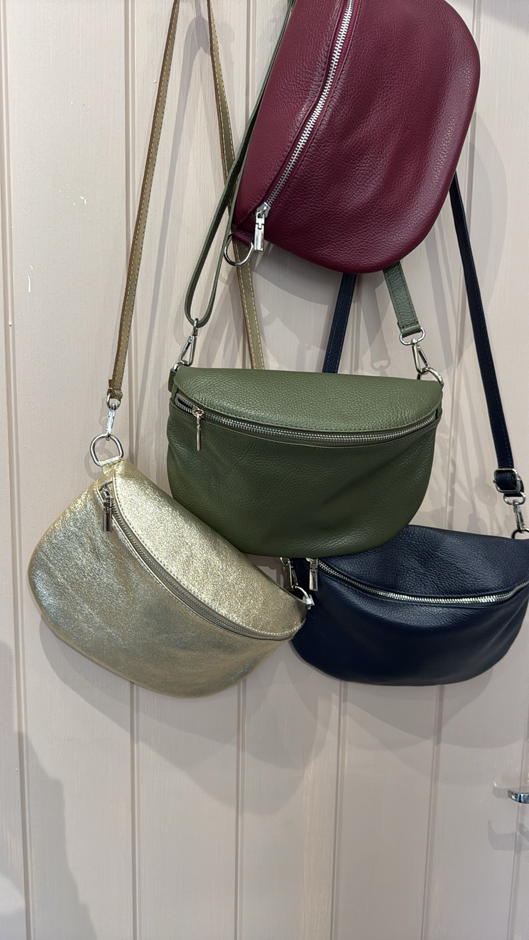 Maxi Half Moon Leather Crossbody Bag