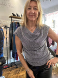 B Young Silver Cowl Neck Top