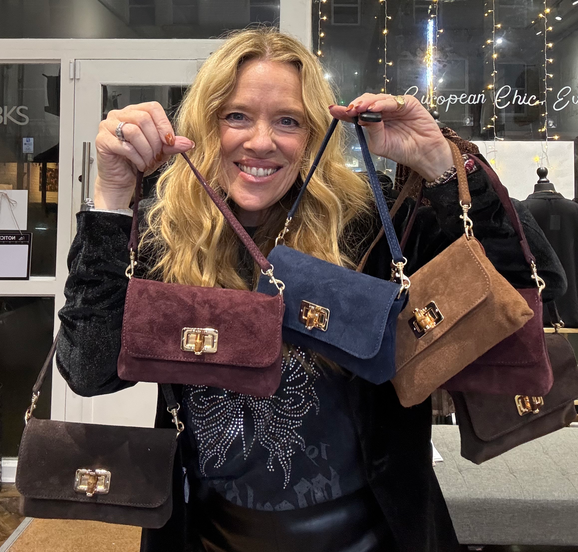 Rimini 2 Bamboo Clasp Small Suede Bag