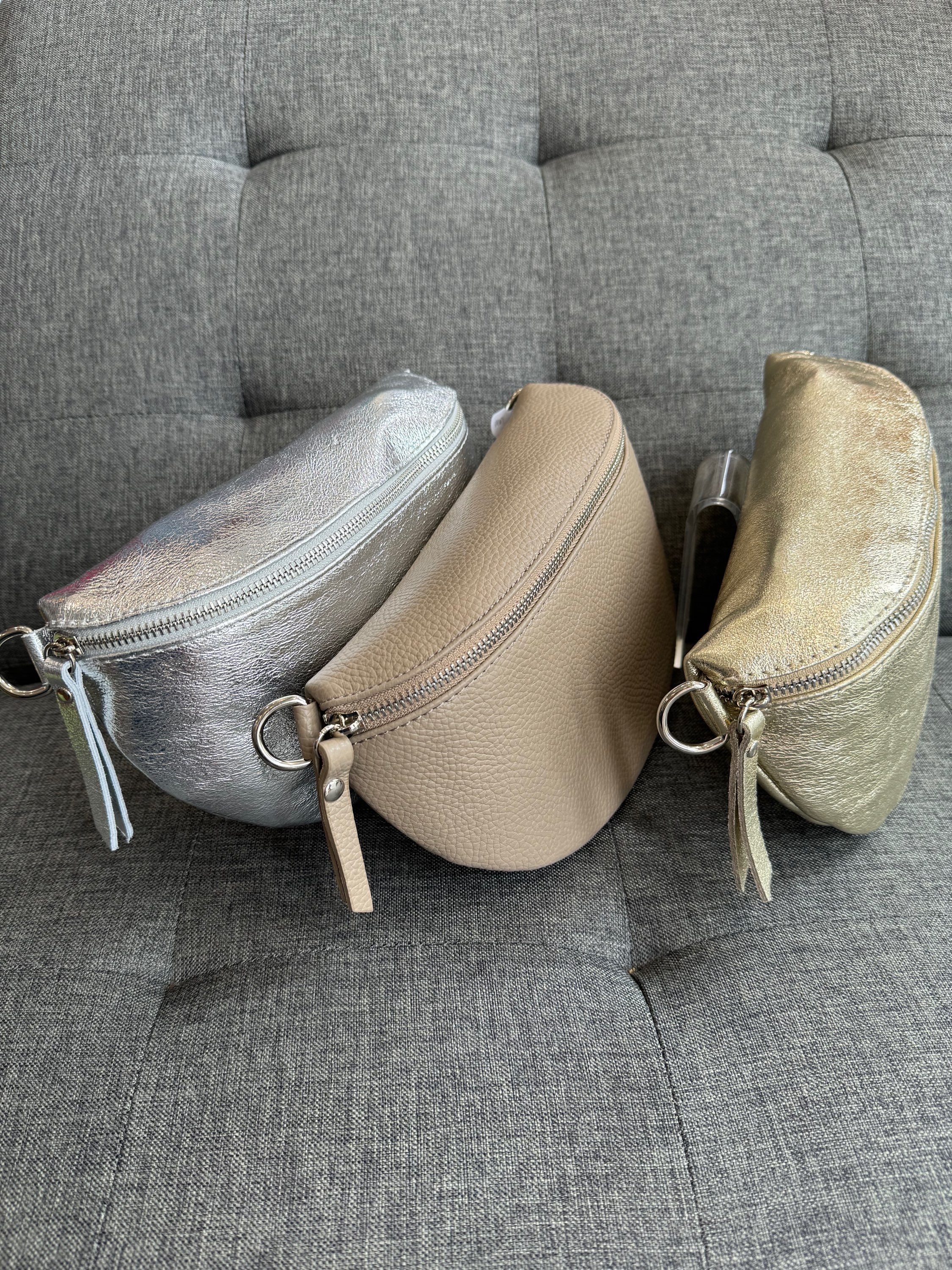 Midi Half Moon Leather Crossbody Bag
