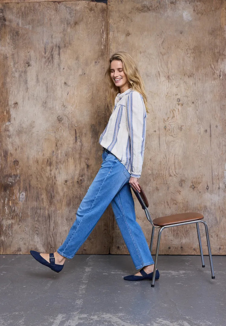 Pulz High Waist Barrel Leg Jeans