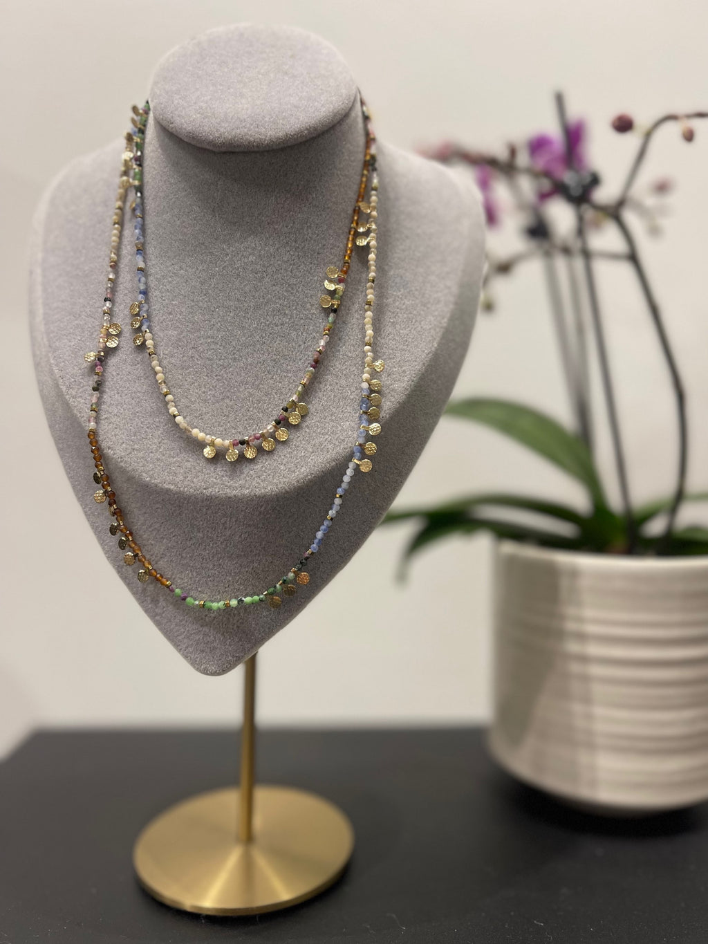 Dinny Delicate Semi Precious Stone Long Necklace