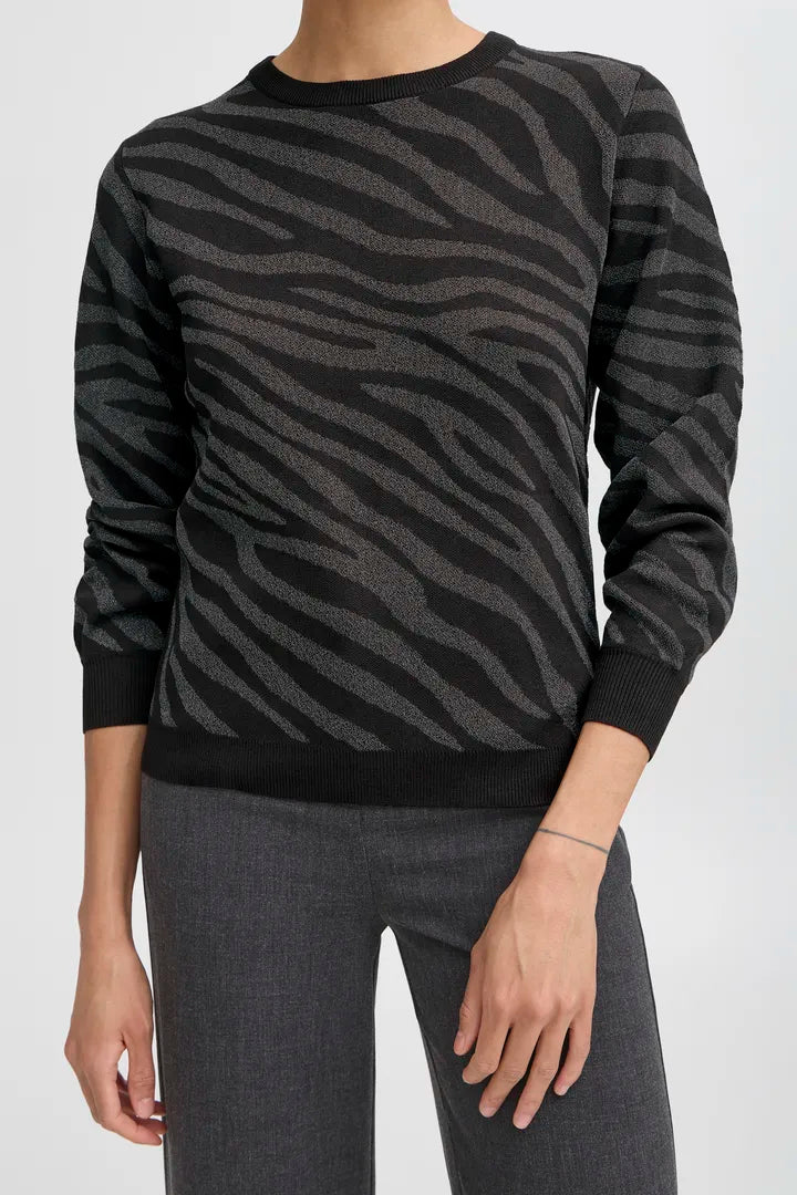 B Young Jacquard Lurex Trim Sweater image 5
