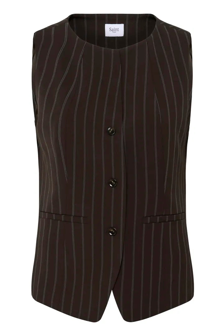 Saint Tropez Longline Pinstripe Waistcoat  image 8