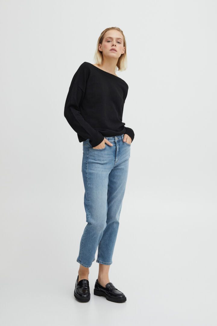 Ichi Comfy Mid Waist Straight Fit Denim Jeans image 1