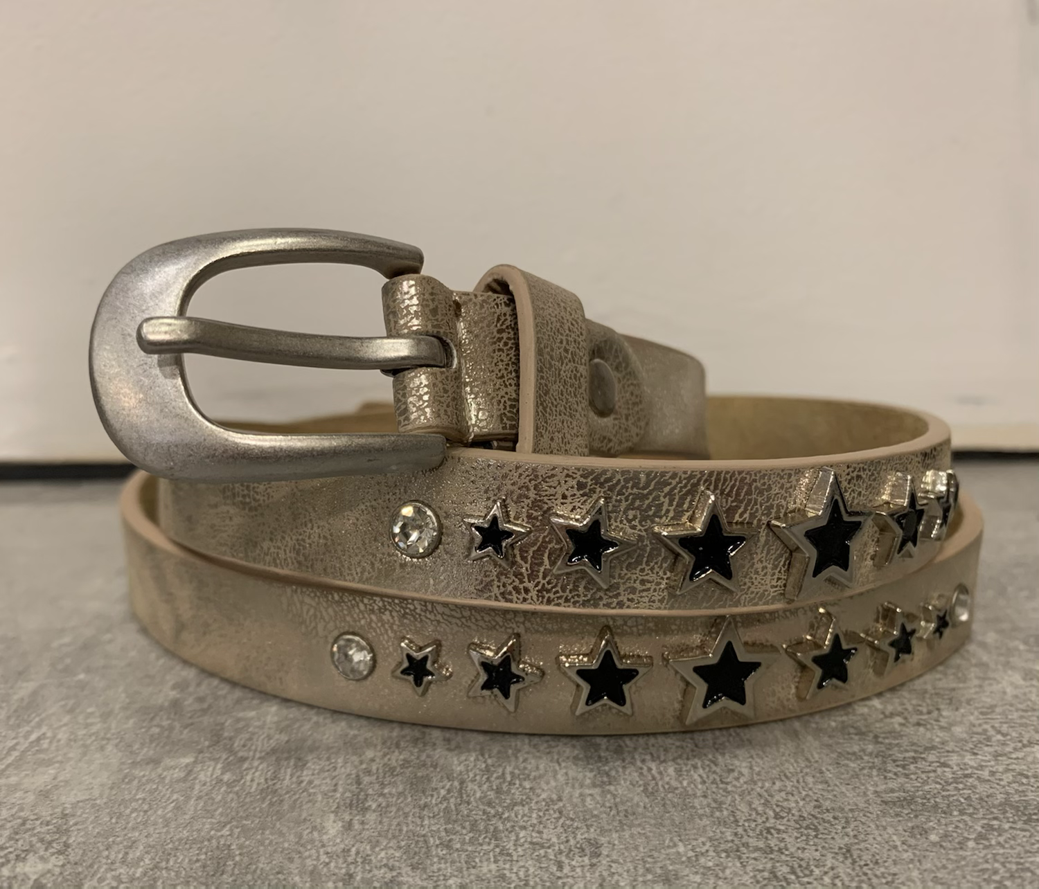 Slim Leather Star Stud Belt image 1