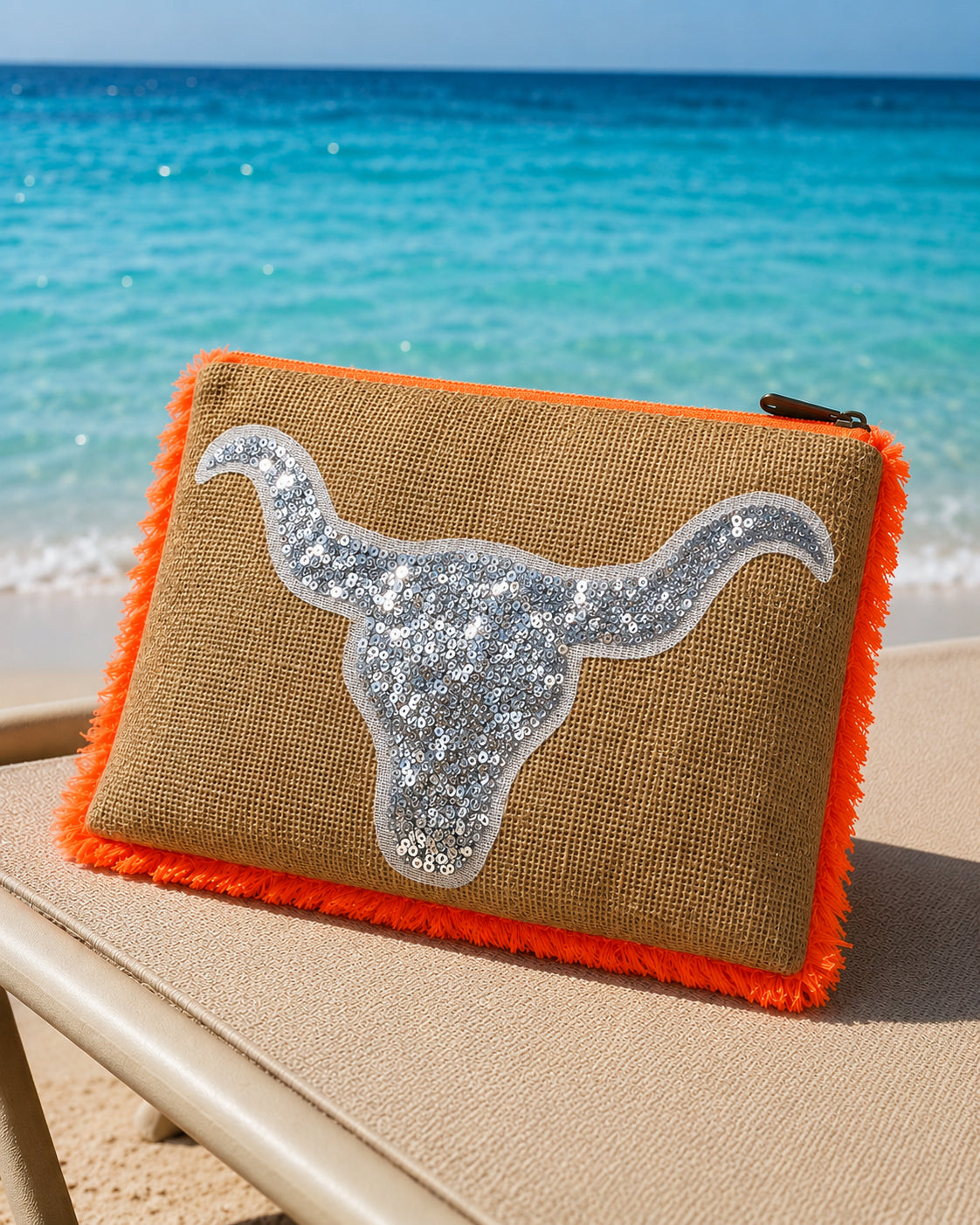 Hessian Beach Bag with Neon Trim image 0