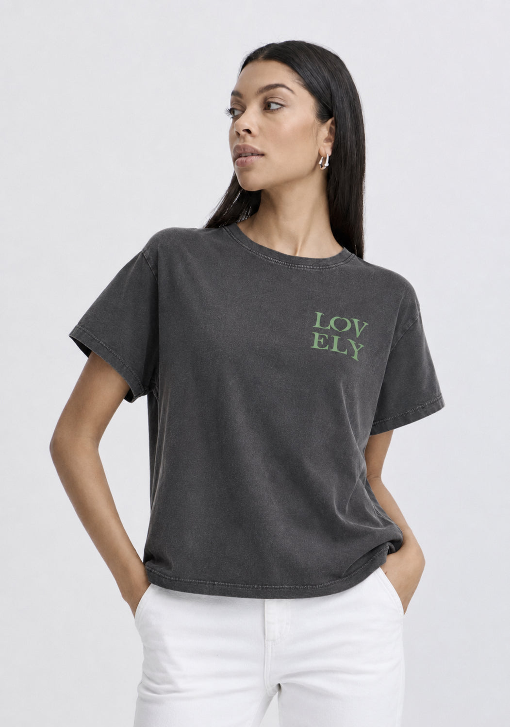 B Young Charcoal Grey Cotton Lovely T-shirt image 0