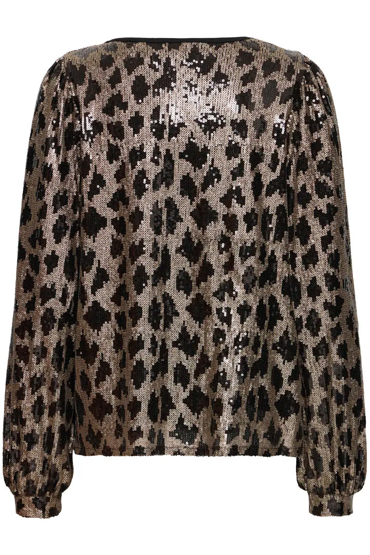 Pulz Sequin Leopard Print Top image 3